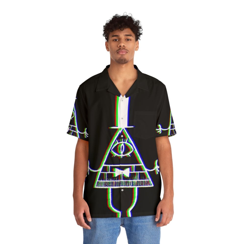 Bill Cipher Anaglyph Hawaiian Shirt with Optical Illusion - People Front