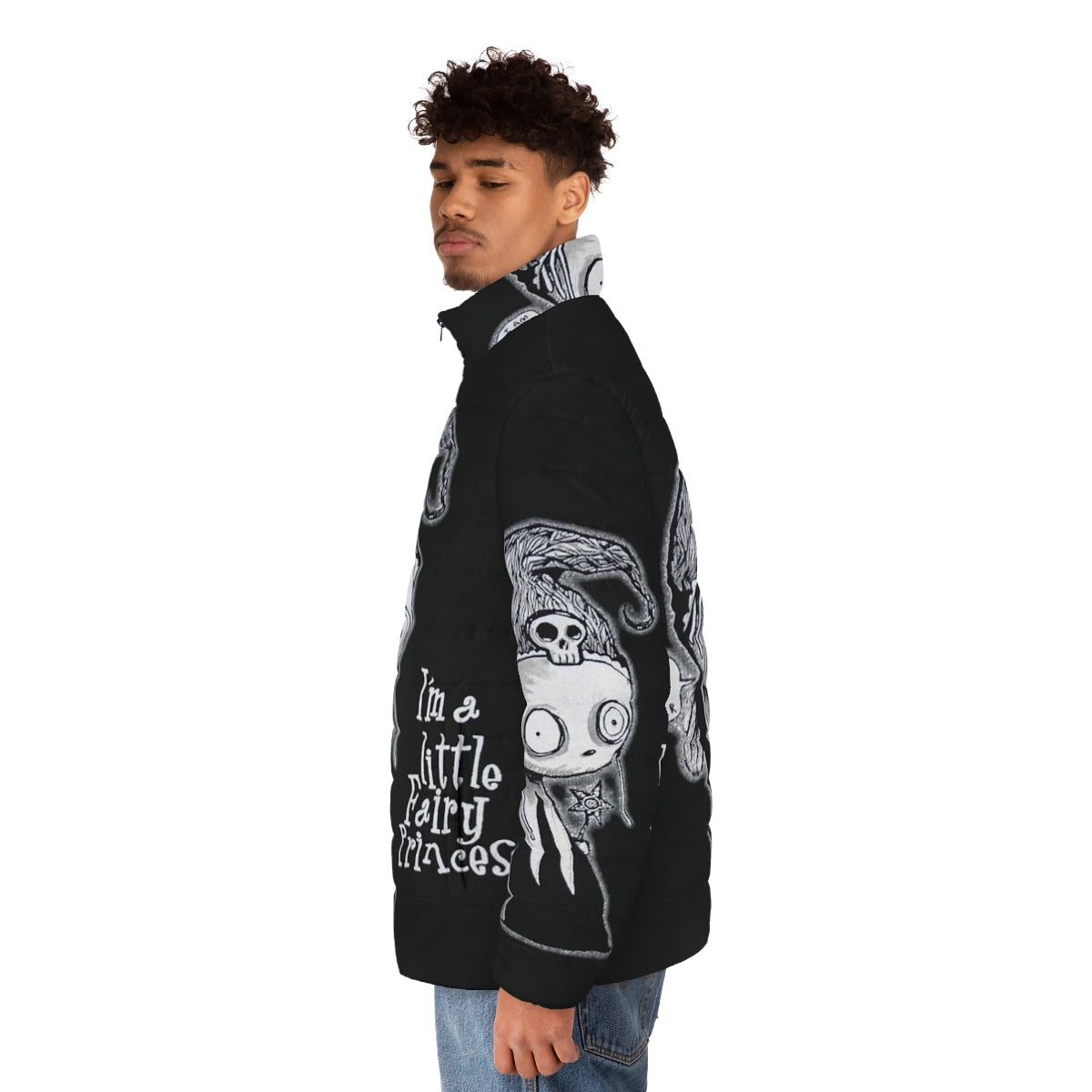 Lenore Puffer Jacket featuring a cute, gothic design inspired by the popular comic series - men side left