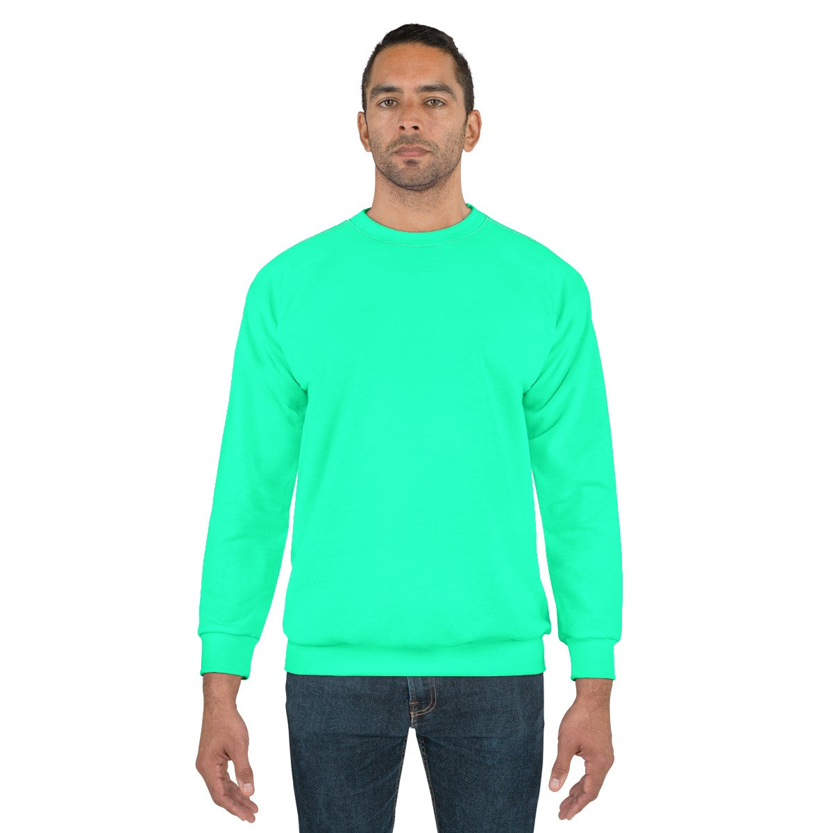 Bright neon turquoise color graphic design sweatshirt - men