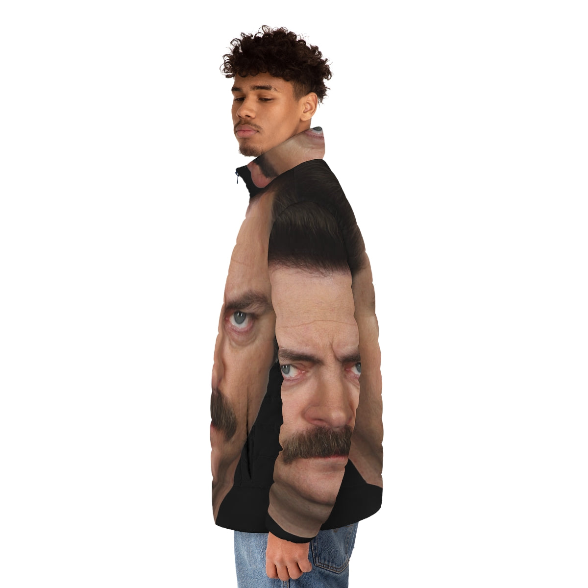 Ron Swanson Puffer Jacket - Parks and Recreation Inspired Clothing - men side left