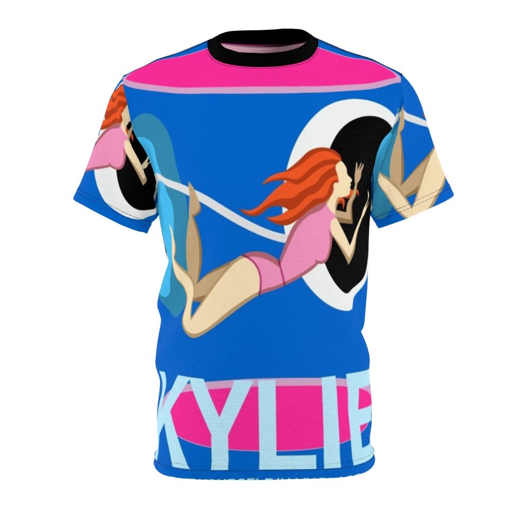 Colorful, vibrant t-shirt design inspired by Kylie Minogue's "Put Yourself in My Place" music video