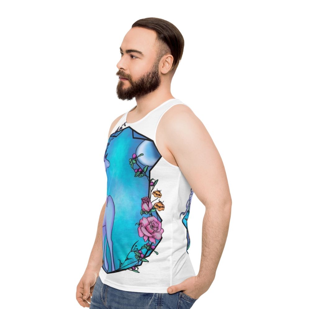 The Last Unicorn Unisex Tank Top with Watercolor Unicorn Design - men side