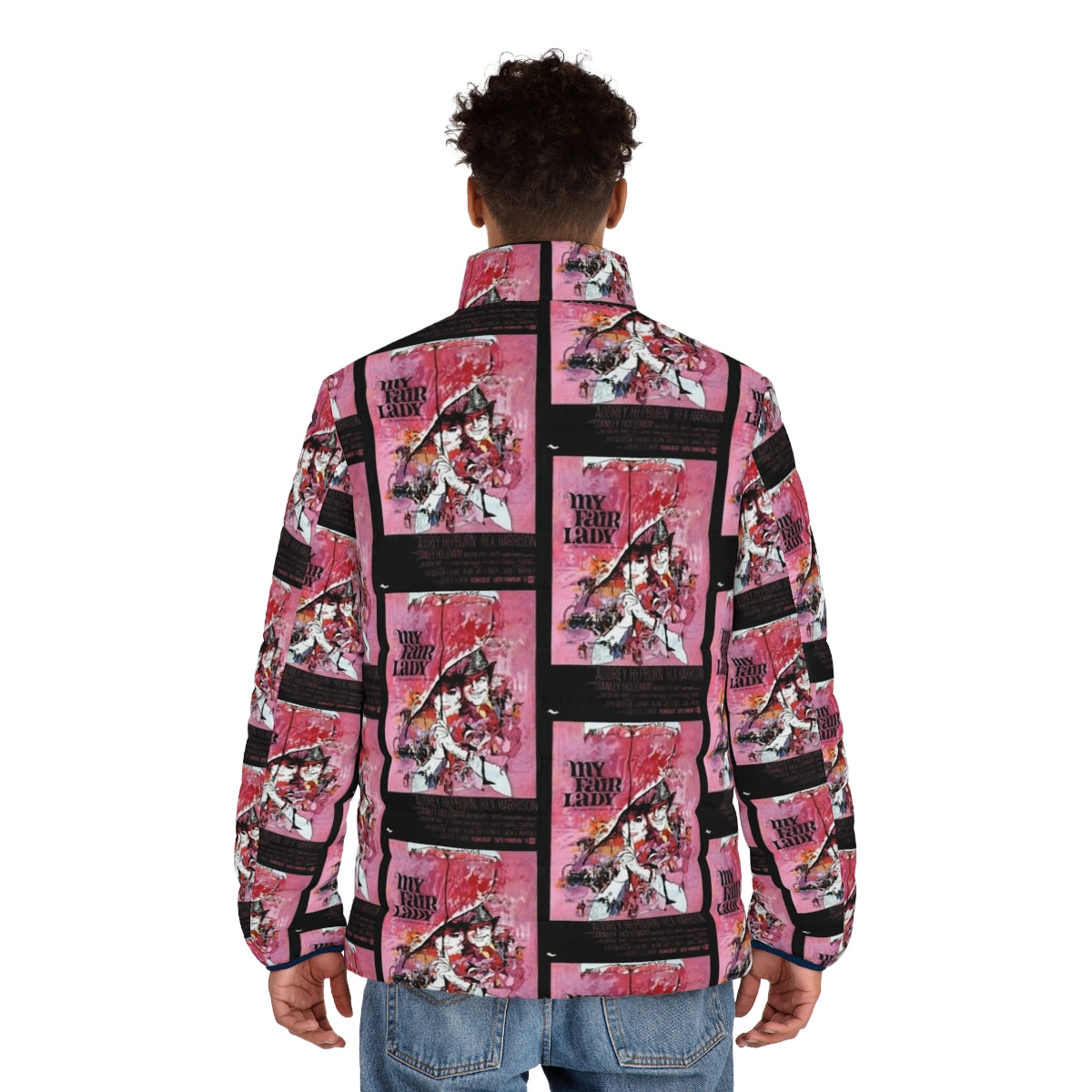 Puffer jacket with "My Fair Lady" movie poster design - men back