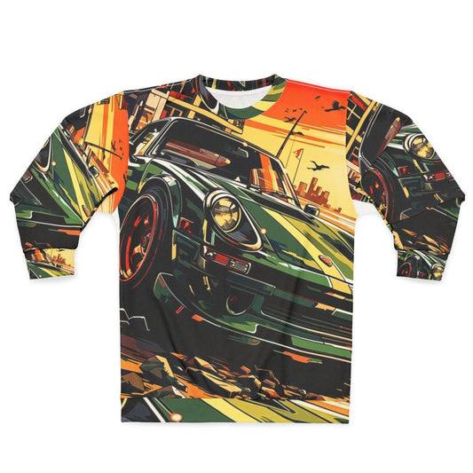 Beachside Cruise Sweatshirt with race car, motorsport, and drift design