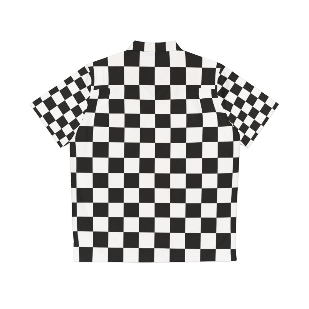 Black and white checkerboard pattern Hawaiian shirt - Back