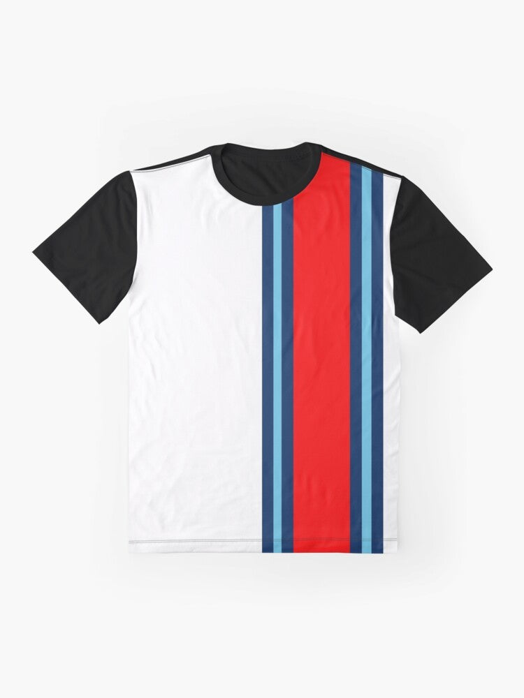 Martini Stripe Graphic T-Shirt - Minimalist Racing Inspired Design - Flat lay