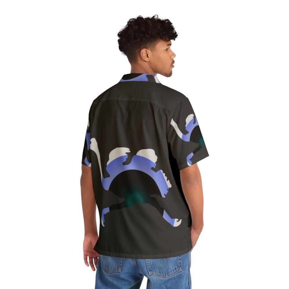 Ostrich Legendary Animals Hawaiian Shirt with Colorful Abstract Nature Inspired Design - People Back