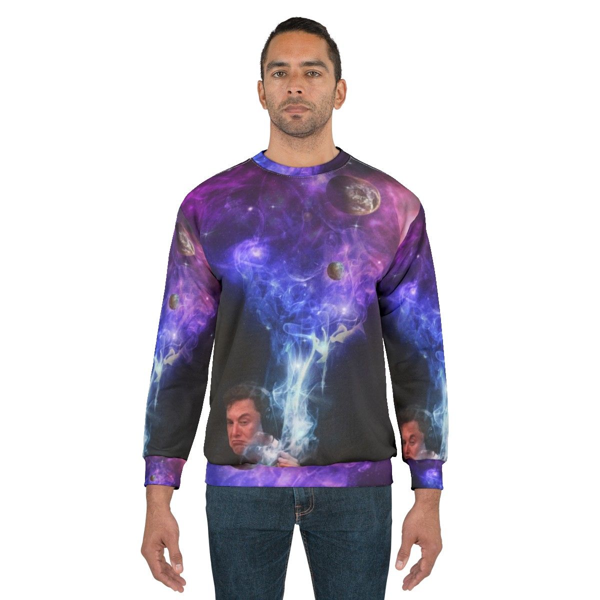 Elon Musk smoking in the cosmos sweatshirt - men