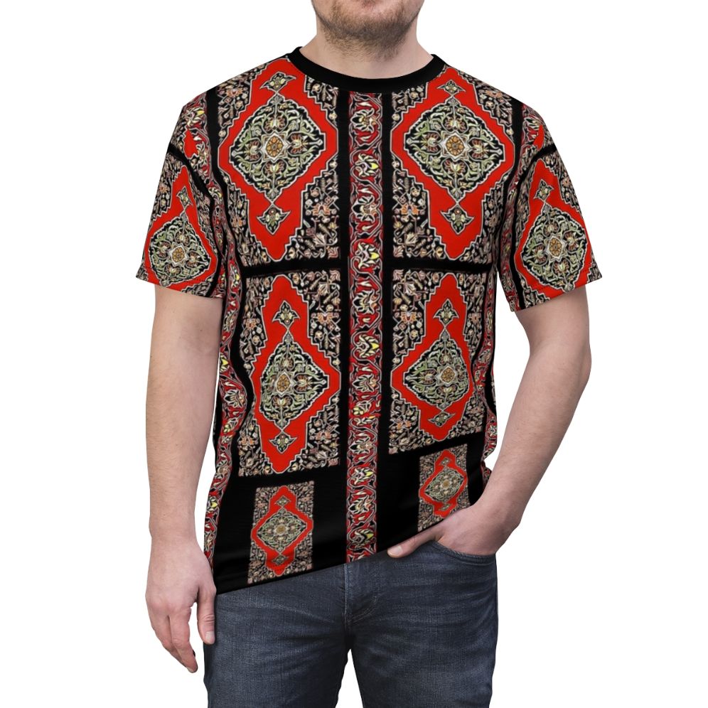 T-shirt featuring vibrant Armenian folk art illustration - men front