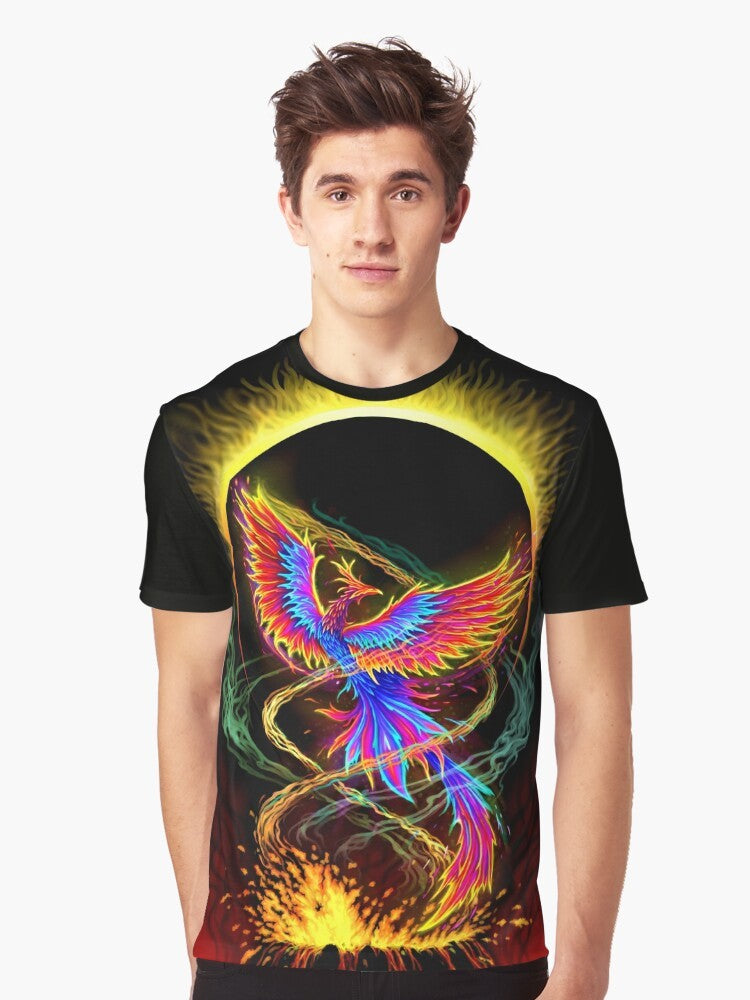 Rising Above Adversity Phoenix Graphic T-Shirt with fantasy art design - Men