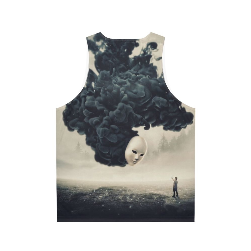 Dark surrealism unisex tank top with selfie design - Back