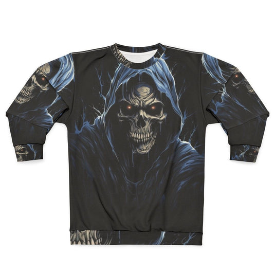 Eternal Shadows Dark Sweatshirt with Fearsome Skeleton Design