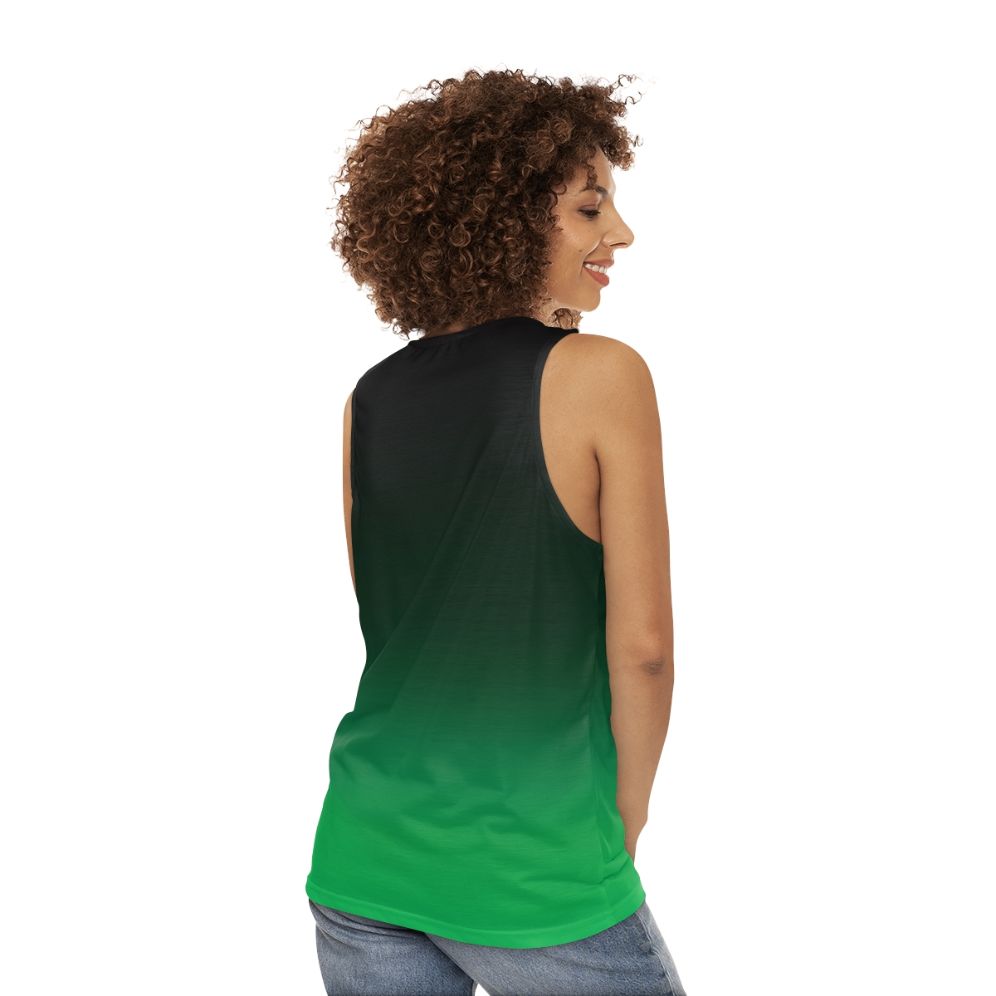 Ombre green minimalist unisex tank top - women back