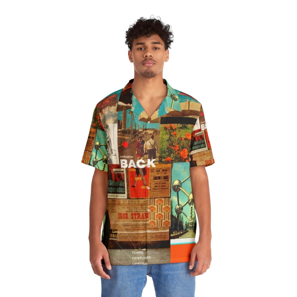 Retro Hawaiian Shirt with Surreal Graphic Design Pattern - People Front