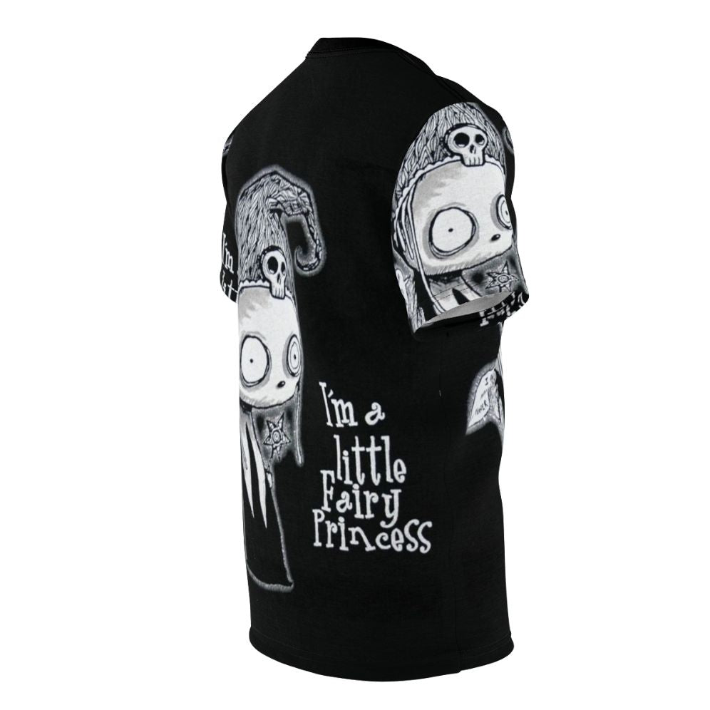 A t-shirt featuring a haunting, gothic design inspired by the character Lenore from Edgar Allan Poe's poetry. - men right