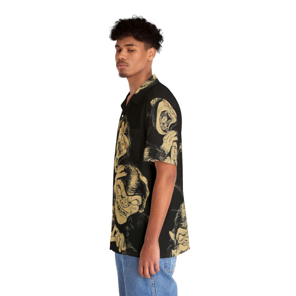 Three wise monkeys Hawaiian shirt with see no evil, hear no evil, speak no evil design - People Left