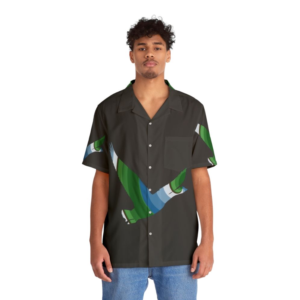 Legendary Goose Hawaiian Shirt with Colorful Abstract Animal Print - People Front