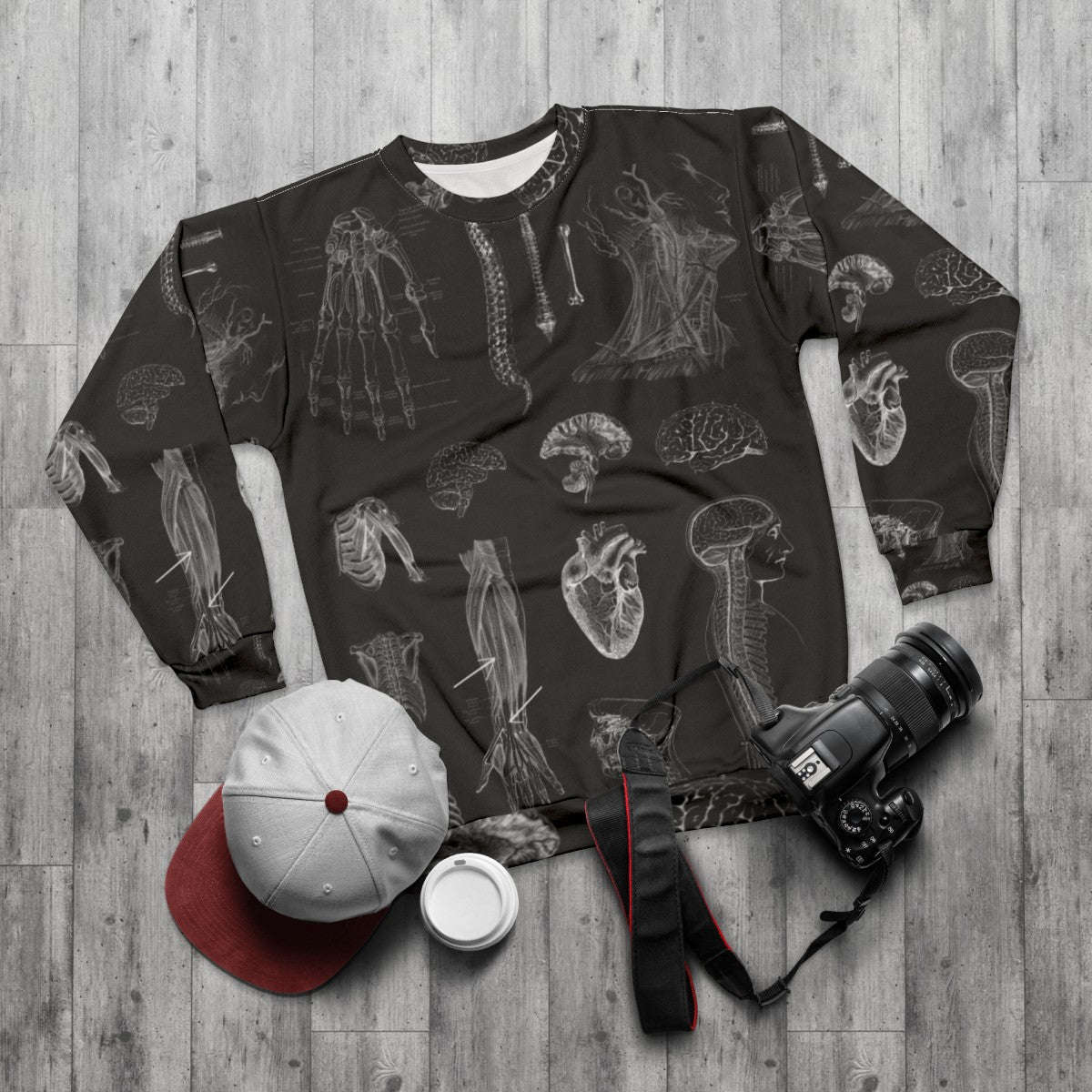 Vintage anatomy print gothic sweatshirt - flat lay