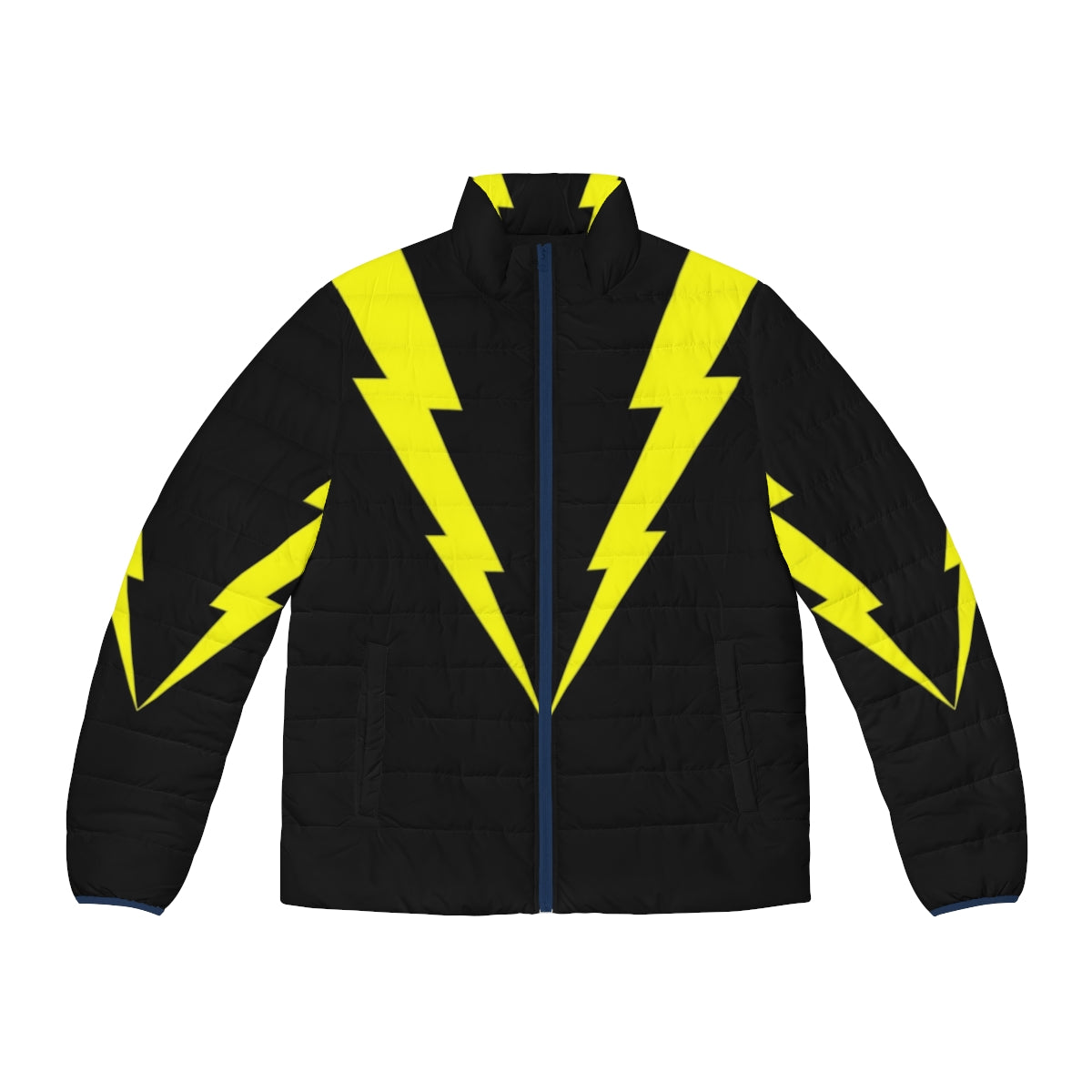 Electrifying lightning bolt puffer jacket with sci-fi inspired design