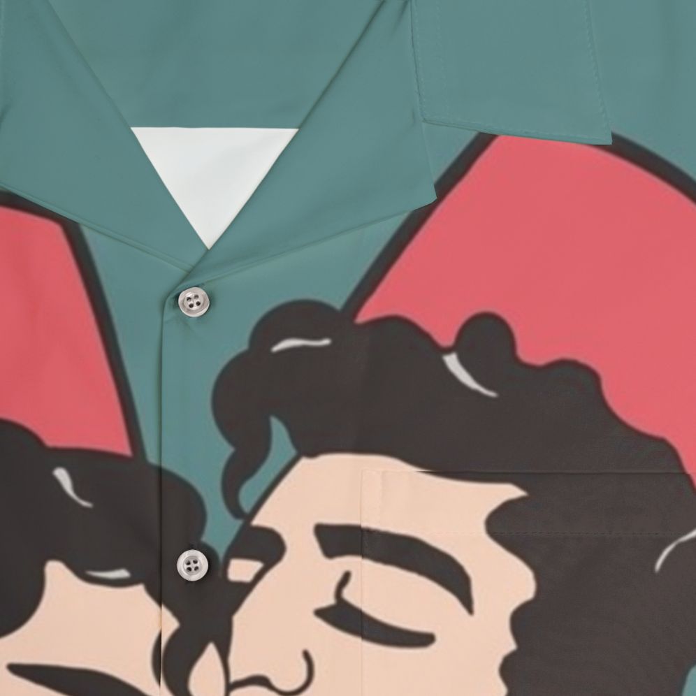 Gay-inspired Hawaiian shirt with colorful illustration - Detail