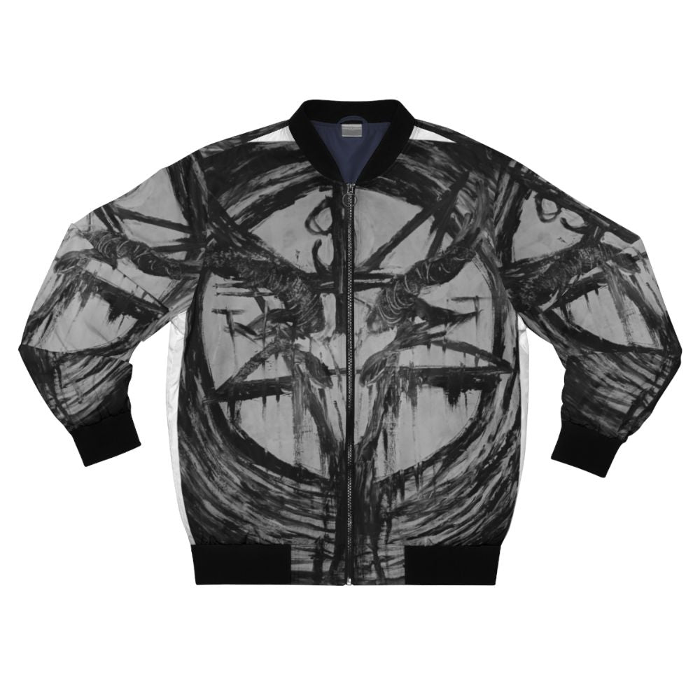 Baphomet abstract art design on a bomber jacket