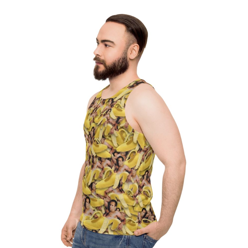 Nicolas Cage Banana Pattern Unisex Tank Top - men side