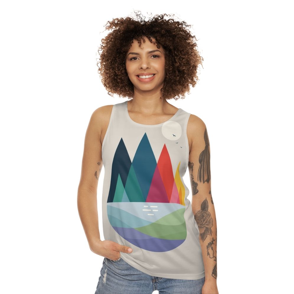 Colorful geometric unisex tank top - women