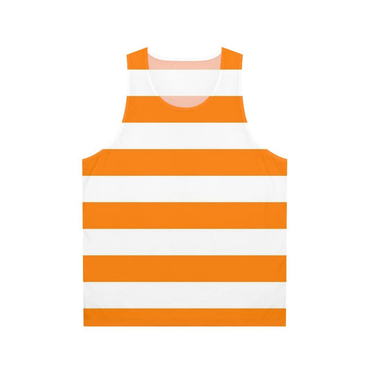 Orange and white horizontal striped unisex tank top