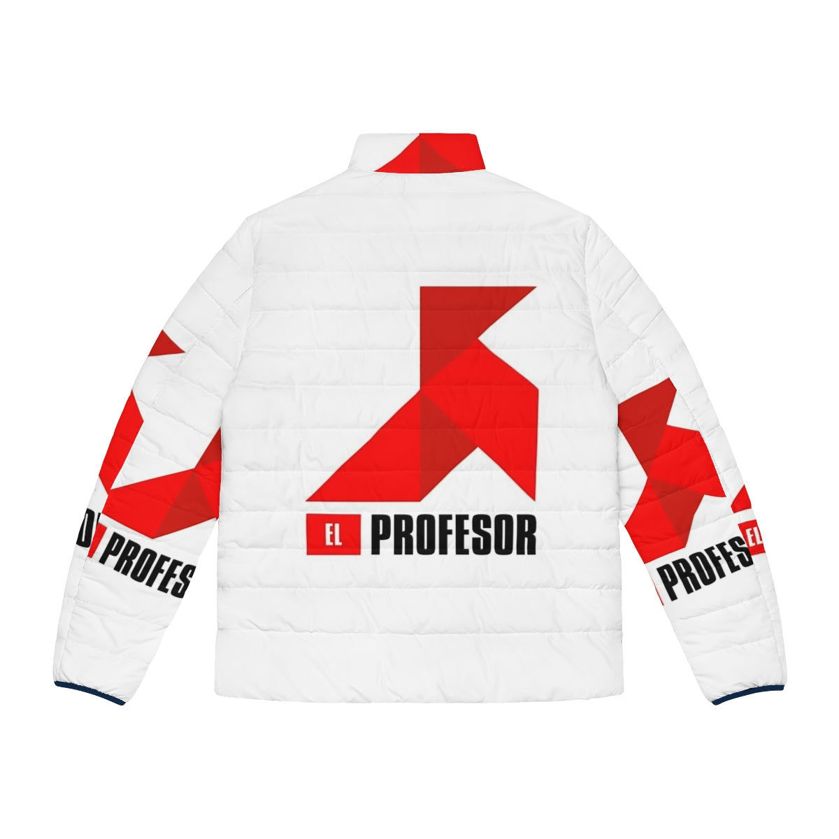 The Professor Money Heist Netflix Puffer Jacket with Origami Design - Back