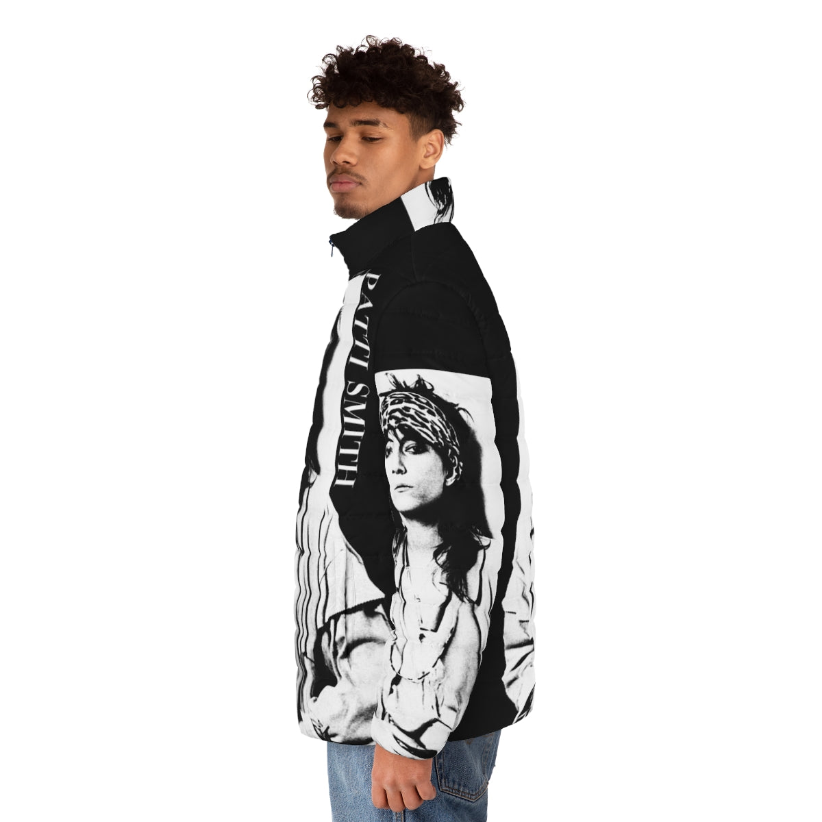 Patti Smith Retro Puffer Jacket featuring the iconic feminist musician - men side left