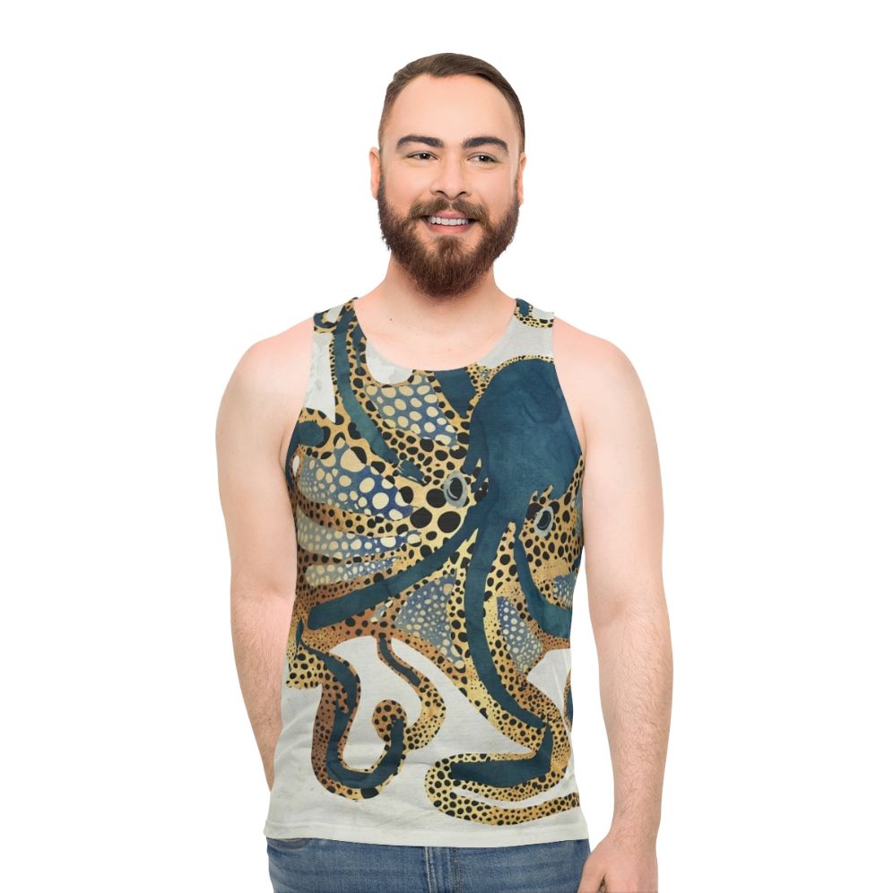 Unisex tank top with ethereal underwater octopus design - men