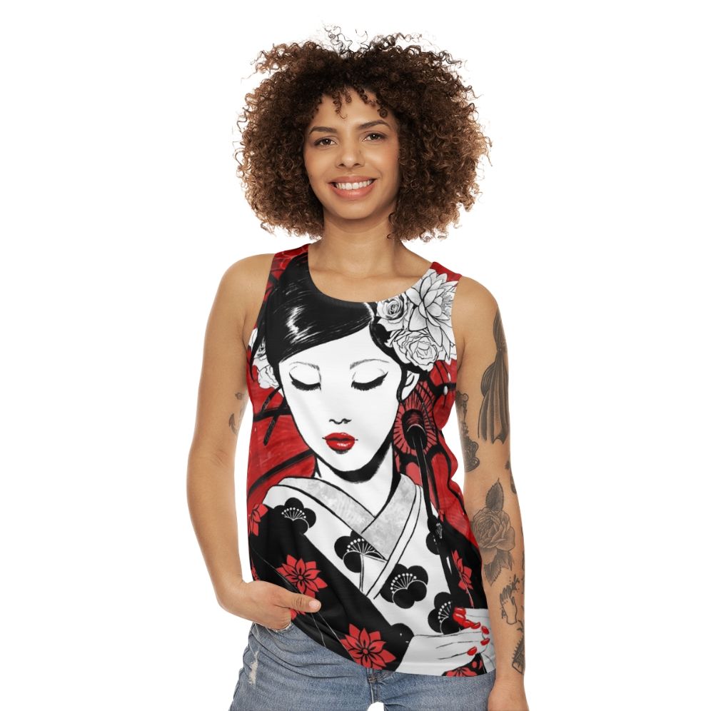 Geisha Japan Collection Unisex Tank Top - Modern Asian Pop Art Design - women