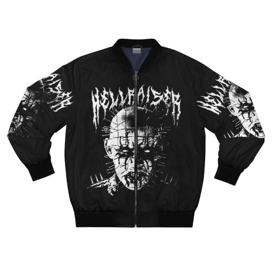 Black metal inspired bomber jacket with Pinhead and Hellraiser inspired design