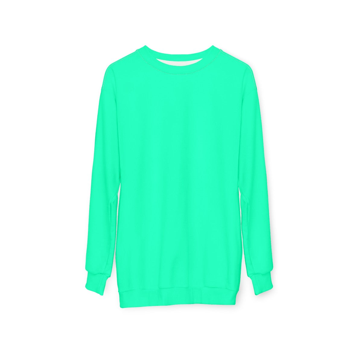 Bright neon turquoise color graphic design sweatshirt - hanging