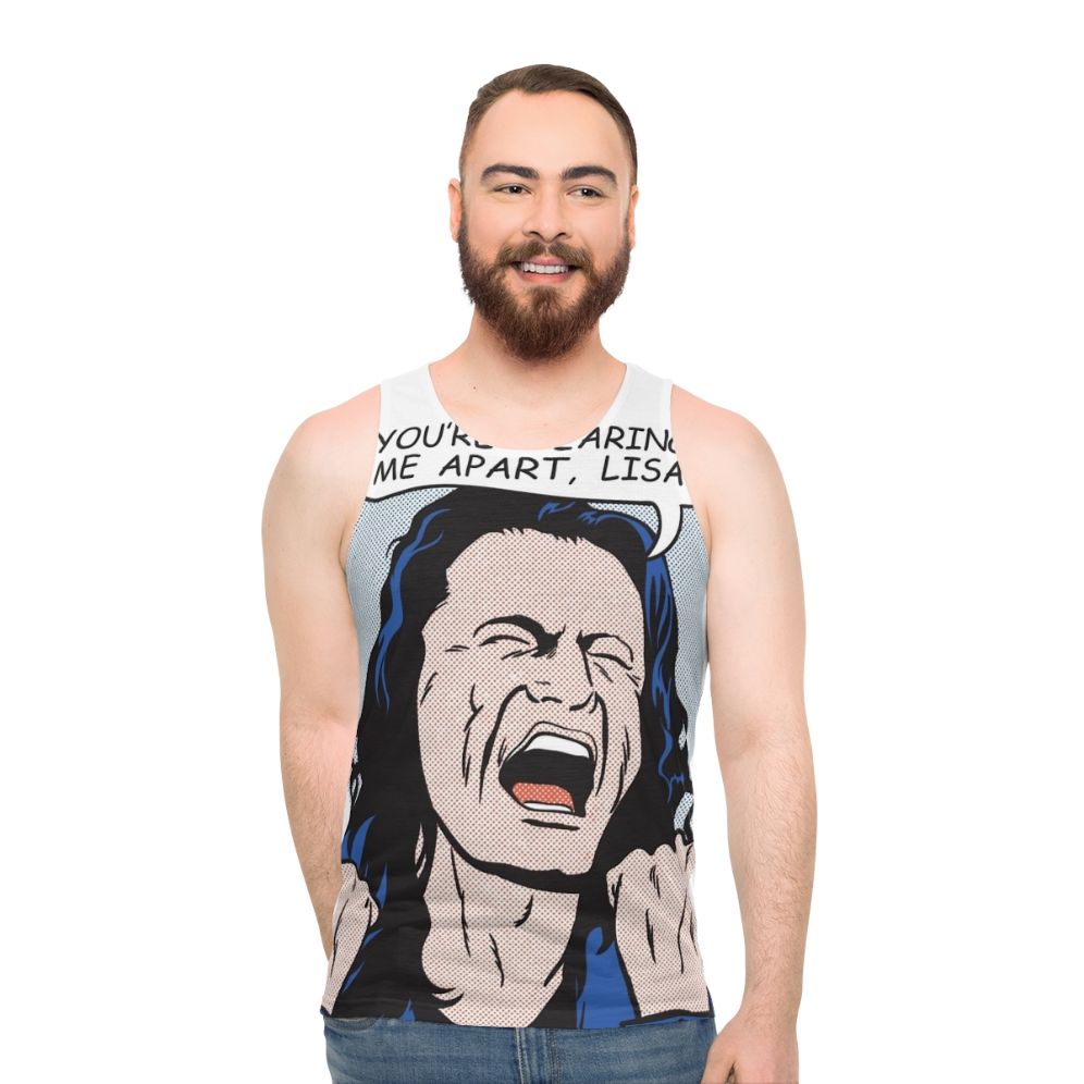 "You're Tearing Me Apart Lisa" Unisex Tank Top with Cult Movie Quote - men