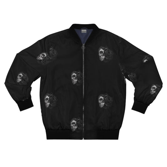 Rose bomber jacket with skull and flower design