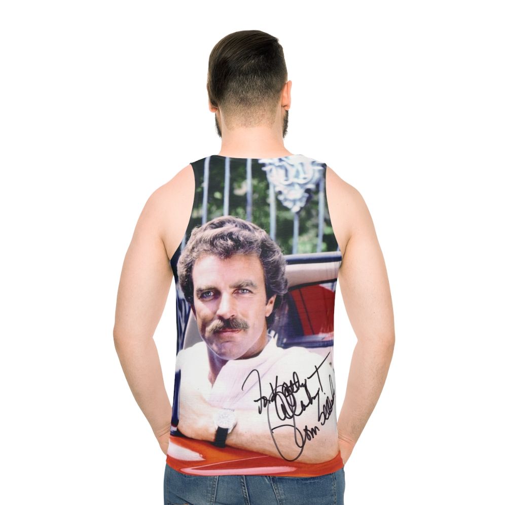 Signed Tom Selleck Celebrity Unisex Tank Top - men back