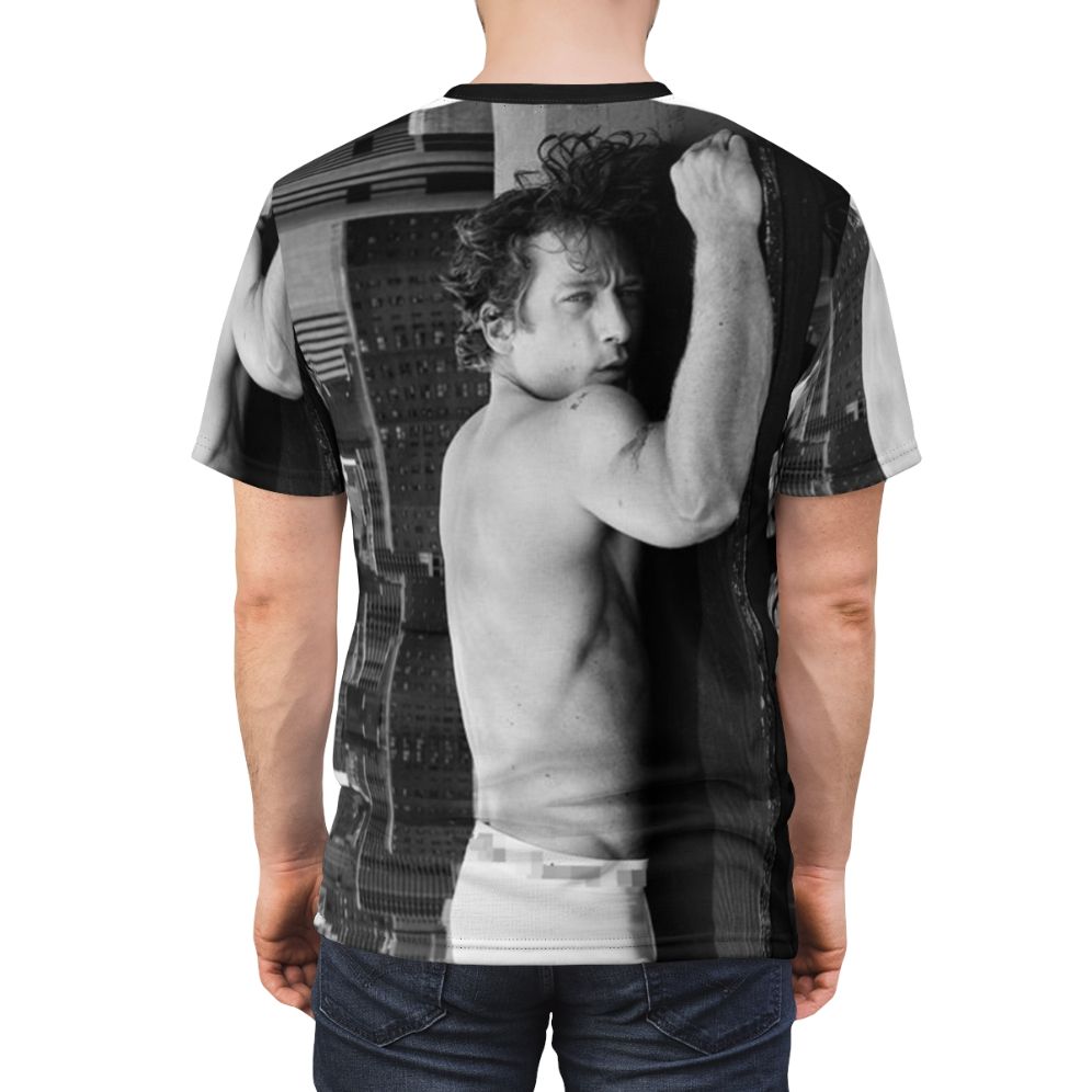 Vintage-style t-shirt featuring a portrait of Jeremy Allen White, star of The Bear and Shameless - men back