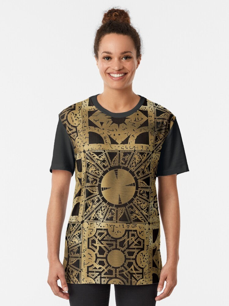 Hellraiser Lament Configuration Graphic T-Shirt featuring the iconic puzzle box and cenobites - Women