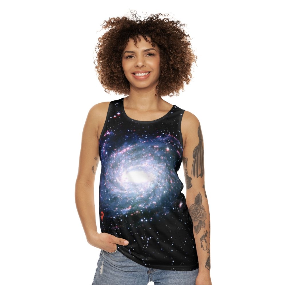 Location Unisex Tank Top featuring a galaxy and milky way design - women