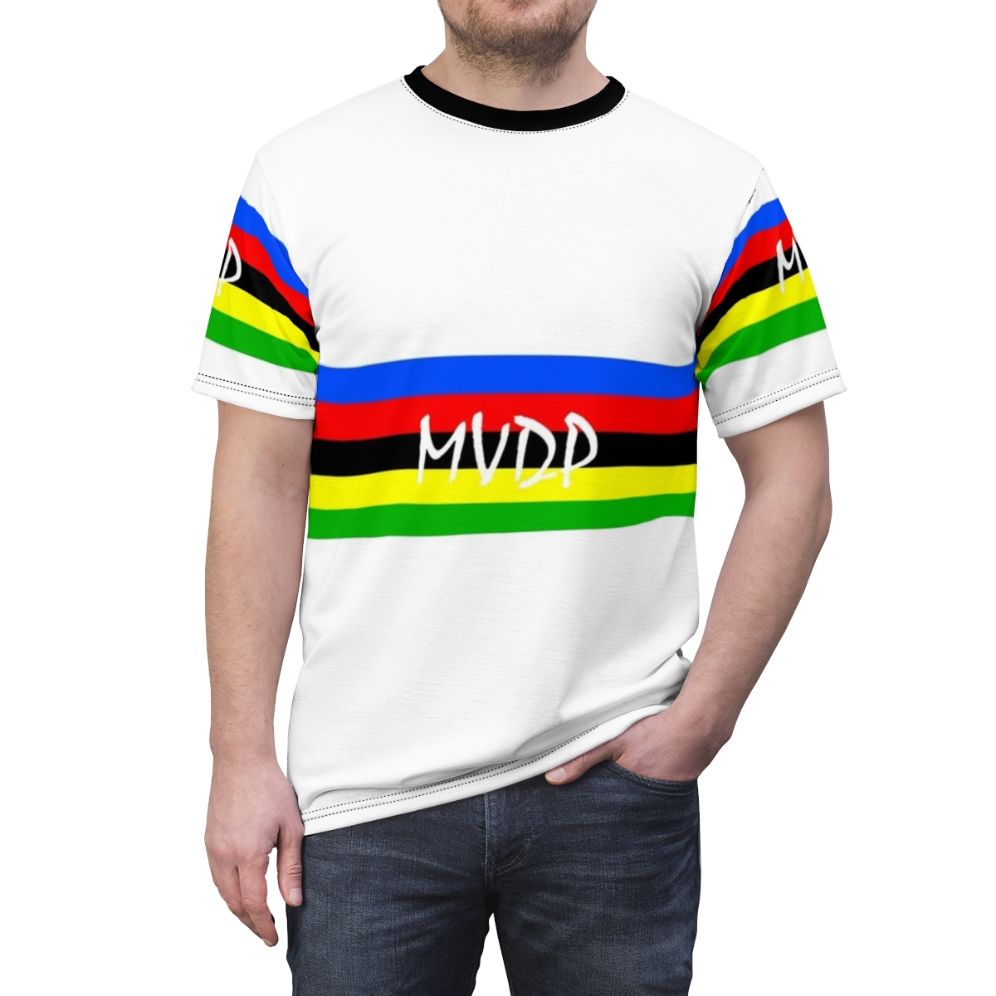 Cycling Bicycle T-shirt with World Champion Mathieu Van Der Poel Inspired Design - men front