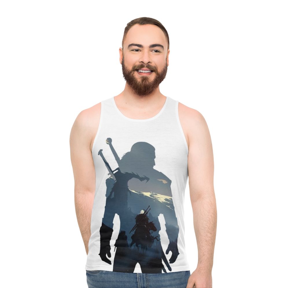 Unisex fantasy tank top with "The Wild Hunt" design - men