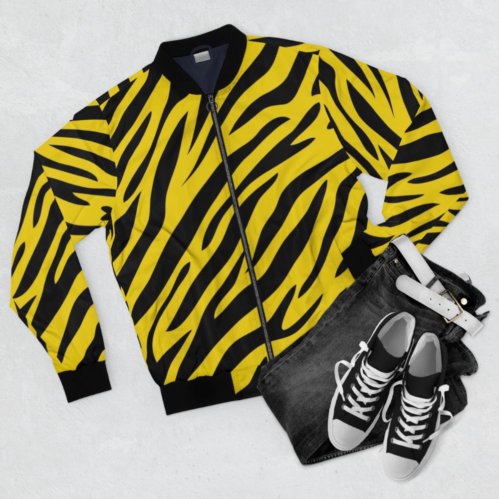 Tiger Stripes Pattern Bomber Jacket - Flat lay