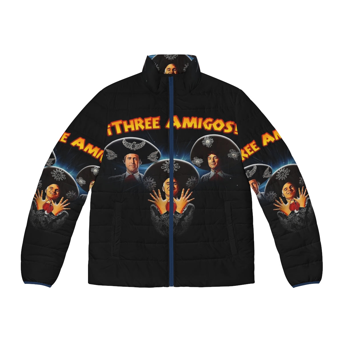 Three Cage Moon Puffer Jacket featuring a hilarious Nicolas Cage meme design