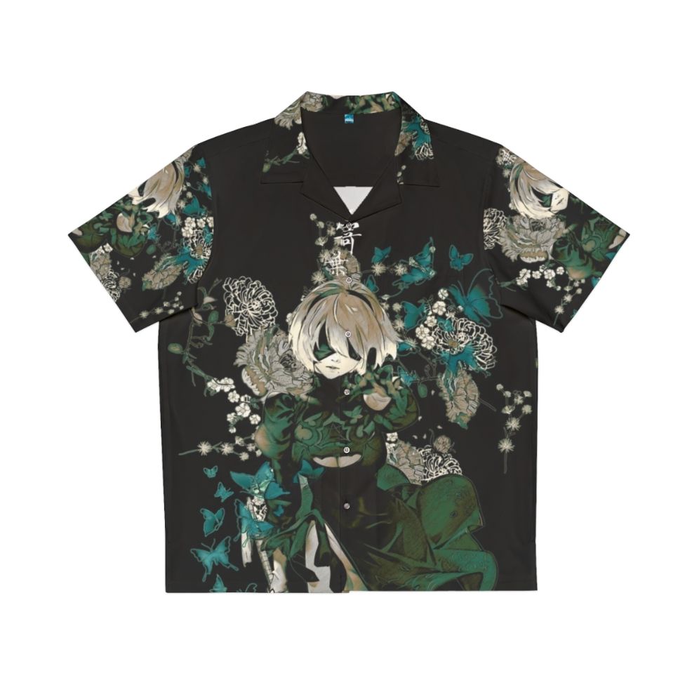 Butterflies and Garden Hawaiian Shirt with Anime Inspired Floral Print