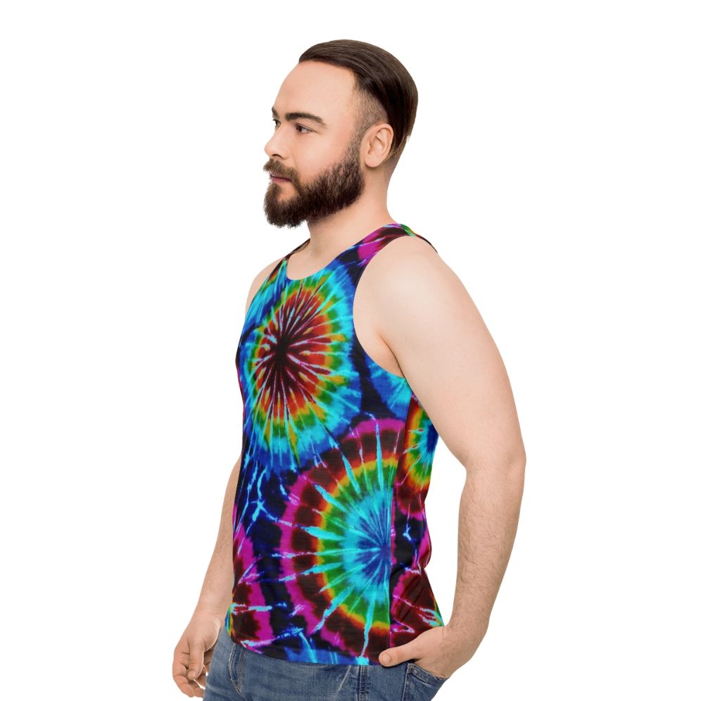 Colorful tie dye unisex tank top - men side