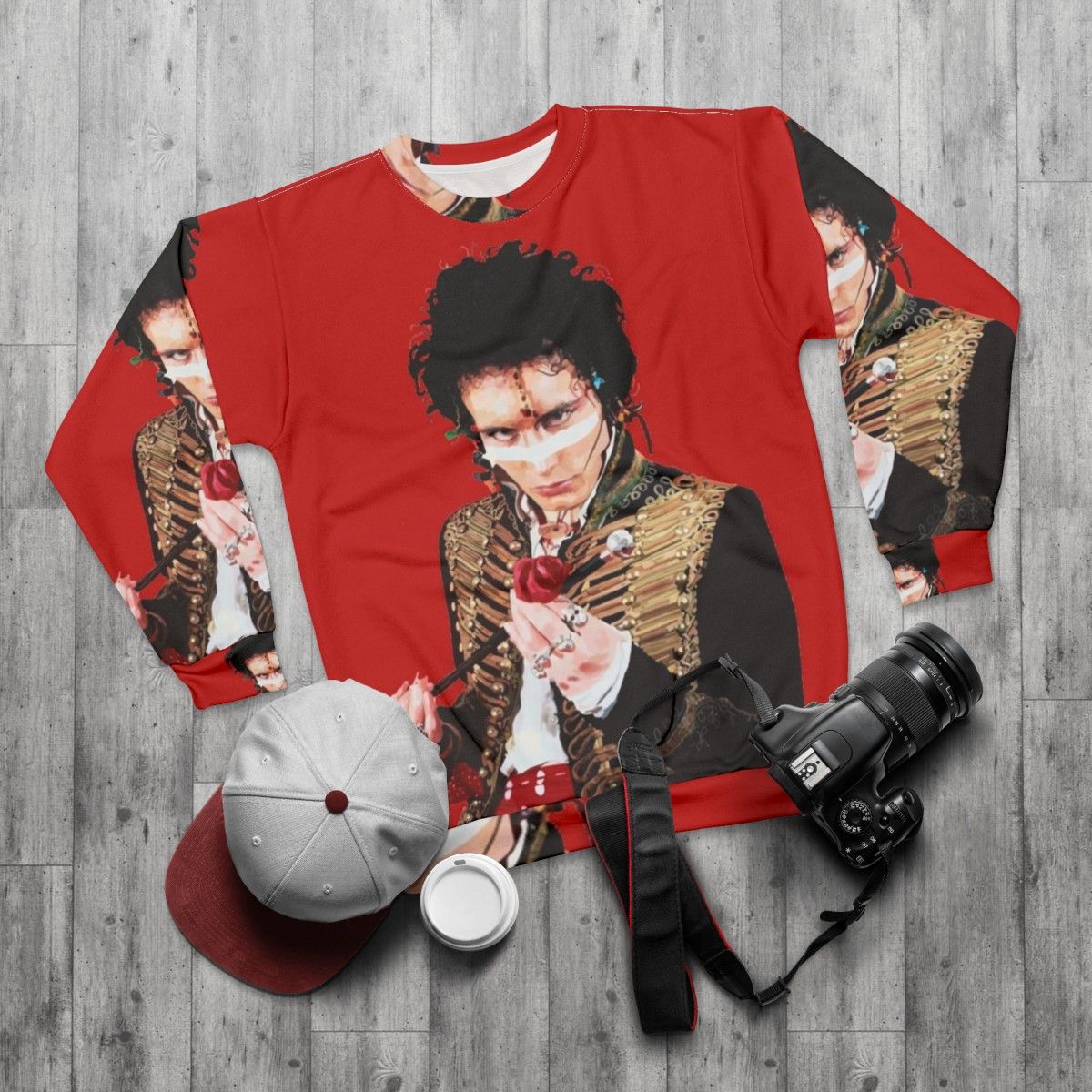 Adam Ant Inspired 80s Punk Rock Sweatshirt - flat lay