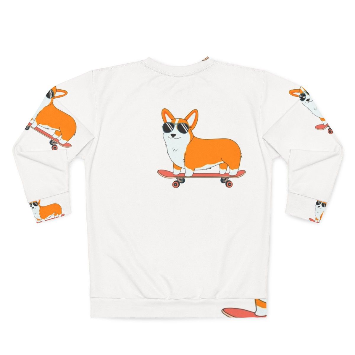 Corgi skater sweatshirt with digital vector graphics - Back