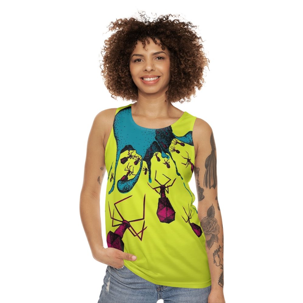 Unisex tank top featuring phage art design - women