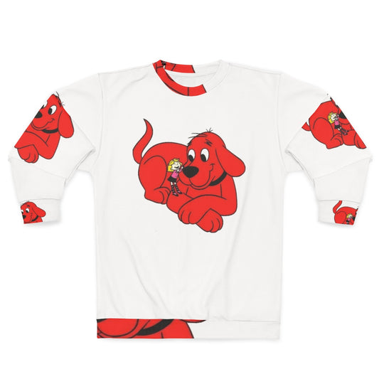 Clifford The Big Red Dog and Emily Elizabeth graphic on a red sweatshirt